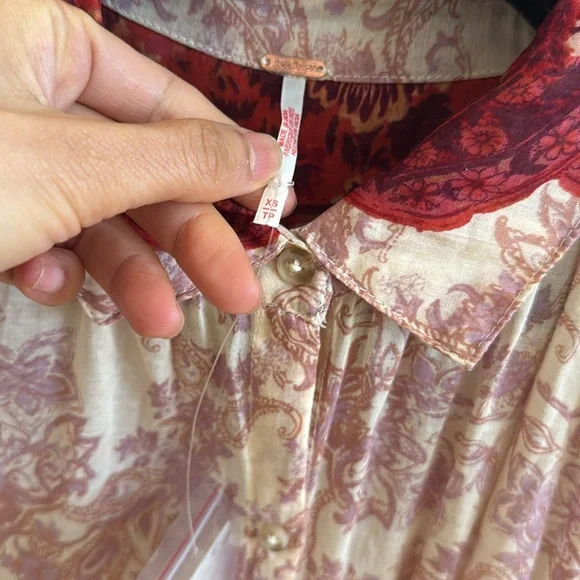 Free people Rosebud Paisley Print Cotton Button-Up Shirt - Picture 6 of 7